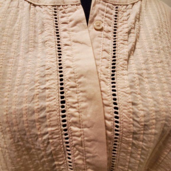 Eyelot & Pintuck Sleeveless Cream Top - Picture 3 of 3